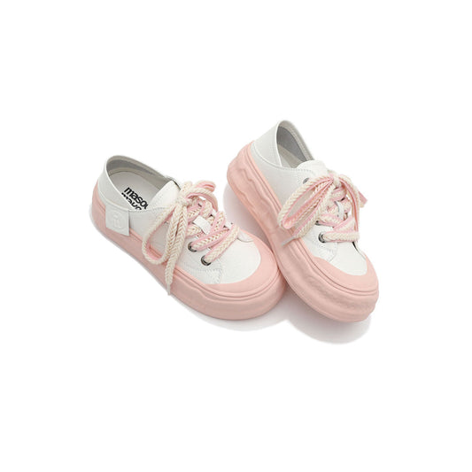 Platform Sneakers with Textured Laces