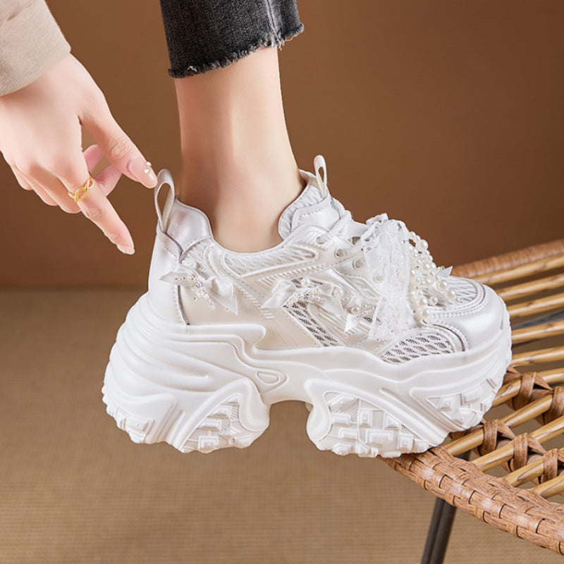 Mesh Surface Breathable Casual Versatile Thick Bottom Height Increasing Shoes