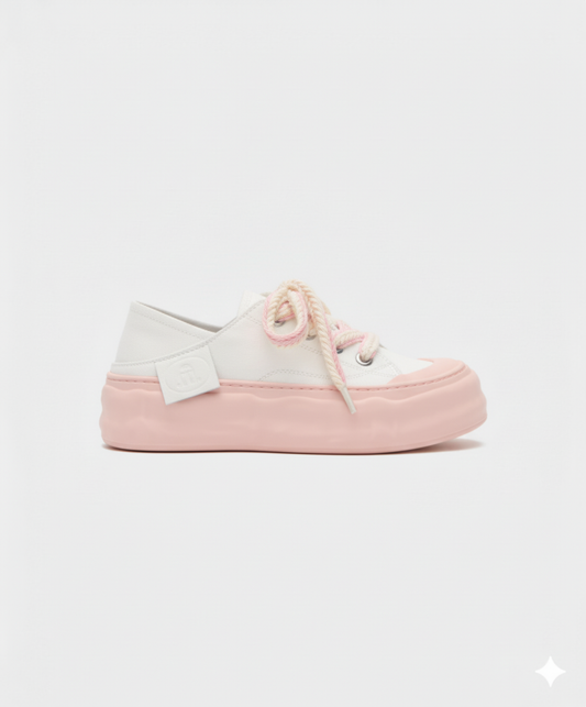 Platform Sneakers with Textured Laces