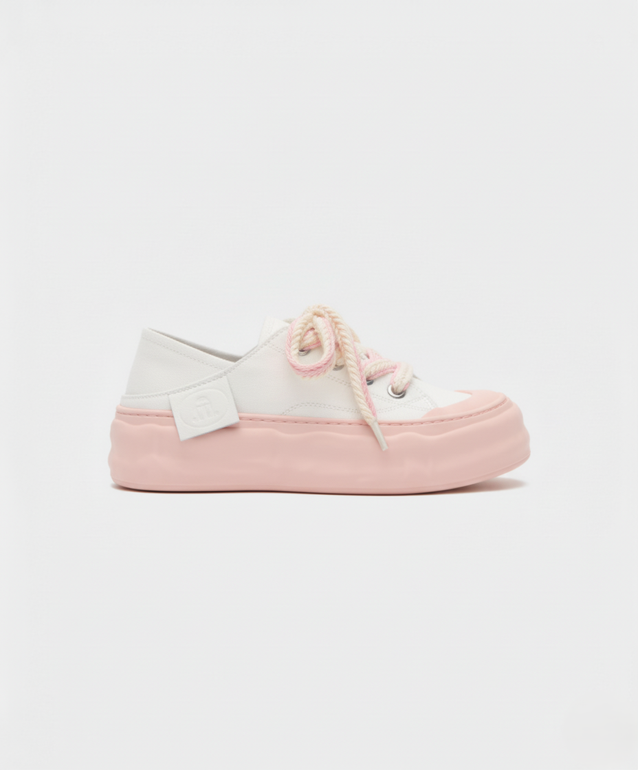 Platform Sneakers with Textured Laces