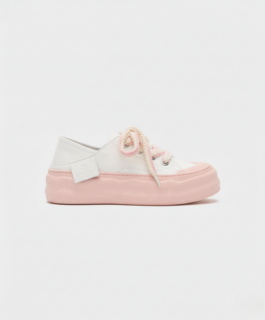 Platform Sneakers with Textured Laces