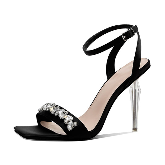 Bejweled Band Open Toe Ankle Strap Icicle Stiletto Sandals